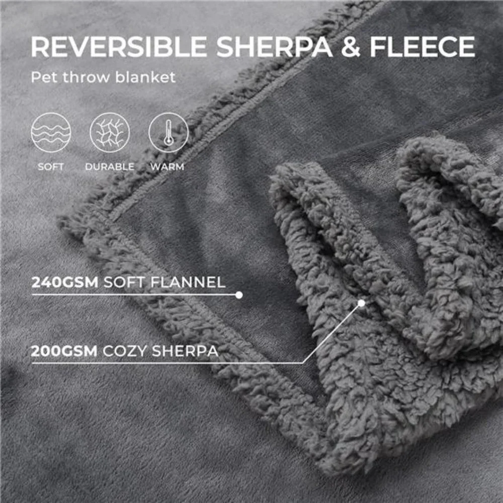 Waterproof Pet Blanket Reversible Sherpa Fleece Furniture Protector Cover